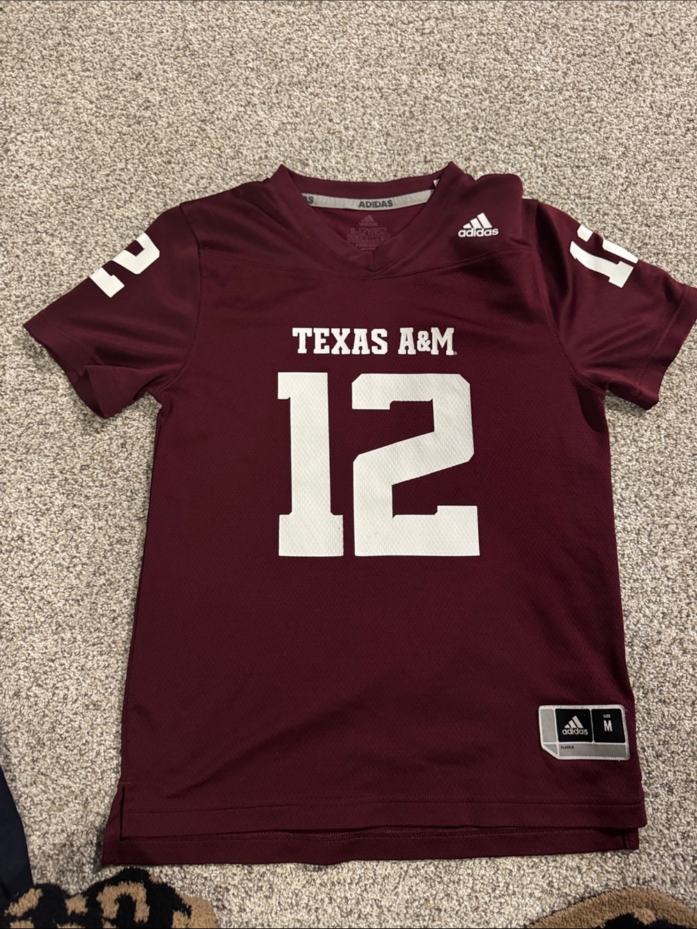 adidas Texas A&M Kids Jersey in Maroon and White #12